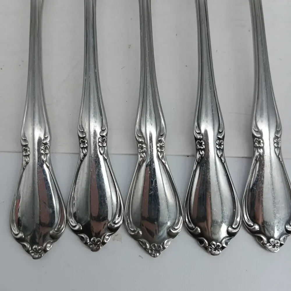 5X DF Oneida CHATEAU Stainless Flatware Dinner Forks Glossy USA